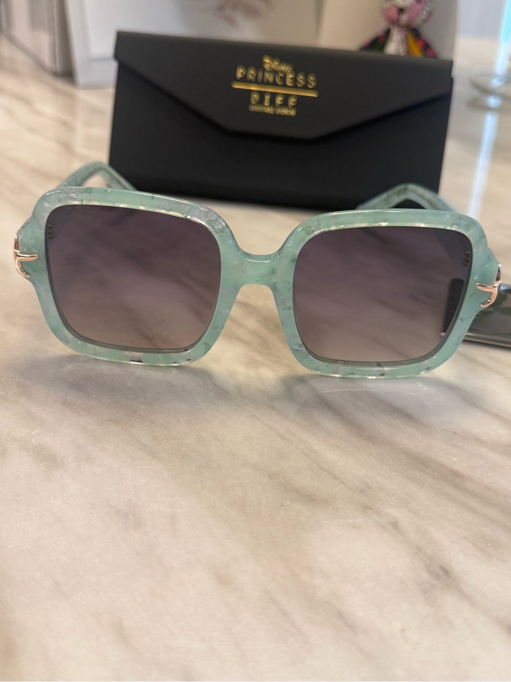 NWT Diff Eyewear Mint Green Square Sunglasses - Disney Ariel